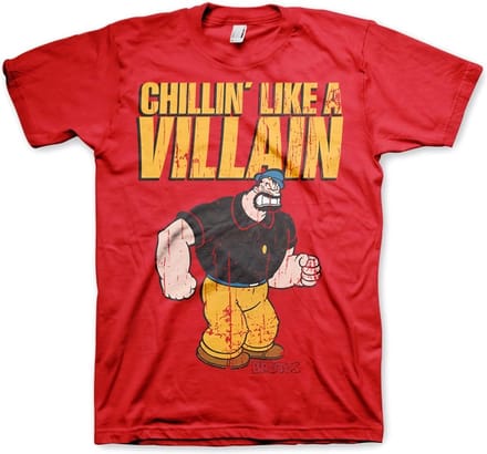 Popeye Heren Tshirt -S- Chillin' Like A Villain Rood