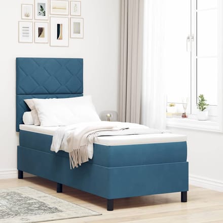 vidaXL - LED - Box - Spring - Bed - Donkerblauw - 80 - x - 200 - cm - Fluweel