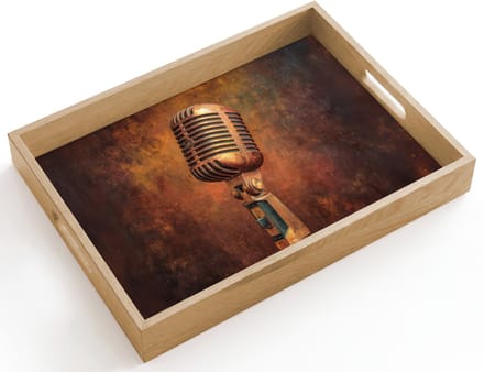 Dienblad hout 40x30 cm - Schootdienblad - Microfoon - Bruin - Klassiek - Borrelplank rechthoek - Plateau dienbladen