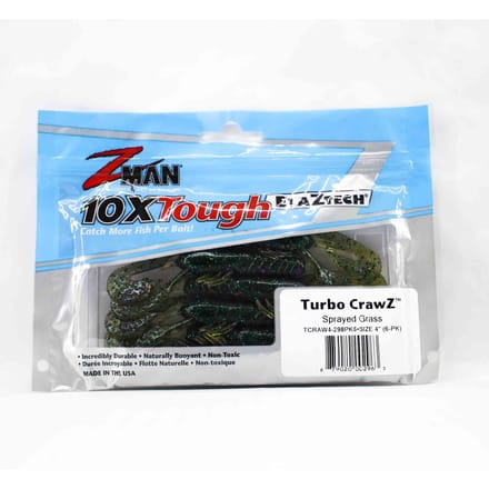 Zman Soft Lure Turbo CrawZ 4 Inch 6/Pack Gespoten Gras (2963)