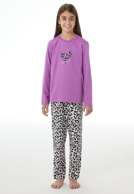 Lange pyjama met dierenprint in bessenrood - Nightwear 152