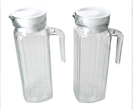 Set van 2 Lima koelkastkannen 0.95l van glas met wit plastic deksel - 11271