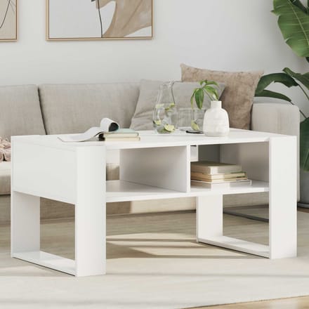 vidaXL - Salontafel - Wit - 92 - x - 53 - x - 45 - cm - Bewerkt - hout
