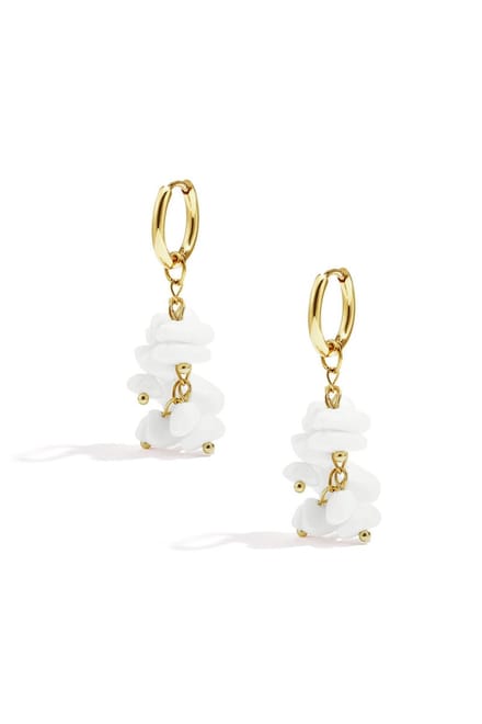 Bijoutheek Oorhangers Kralen Tros Wit