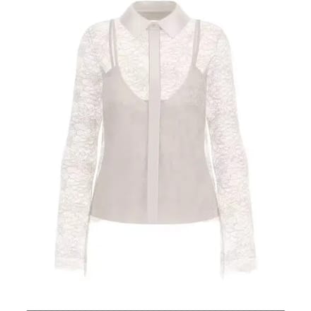 Long Sleeve Button-Up Classic Collar Shirt Wo - Beige