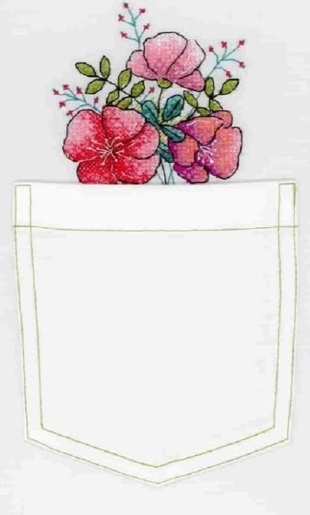 Borduurpakketje met wateroplos canvas - MP STUDIA - Scarlet Flowers
