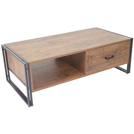 Salontafel MCW-A27, bijzettafel woonkamertafel, 41x120x60cm 3D structuur, metaal MDF ~ wilde eik look