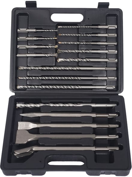 Boorhamer Set - Boorbeitel Set - Muren Boren - SDS Plus Compatibel - 17 Delig - Zwart