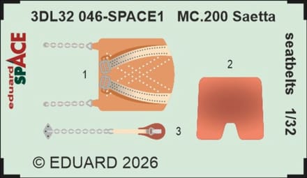 Eduard Modelbouwdecoratie - 3DL32046 Sp - Veiligheidsgordels voor MC.200 Saetta - Photo-etch