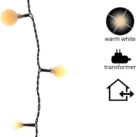 Bolvormige lichtslinger EDM - guinguette stijl - warm licht - 120 LED lampjes - 14 m - 71013