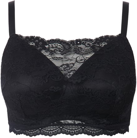Ulla Popken - Dames - Bralette zachte cups kant zonder beugel - Zwart - Maat 100B