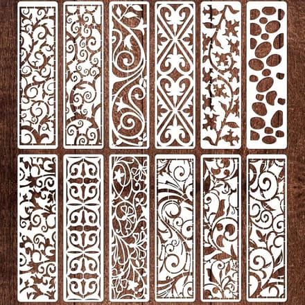 12 Delig Schilderkader Sjabloon, Blad Sjabloon, Herbruikbaar Meubel Taart Decoratie Sjabloon, Geschikt voor Houten DIY 12pcs brown