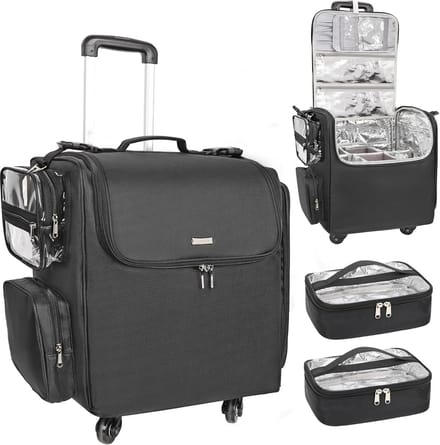 4-wheeled make-upcase met hittegeïsoleerde laag en instelbare compartimenten