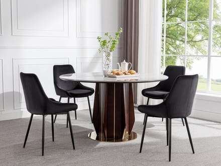 Vente-unique Set van 2 stoelen MASURIE - Fluweel - Zwart