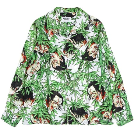 Bamboe Heren Shirt Lange Mouw L/s Rayon Shirt Wit/multi