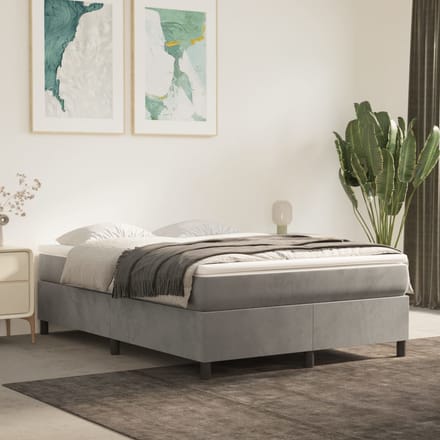vidaXL - Boxspring - bed - 140x200 - cm - fluweel - lichtgrijs