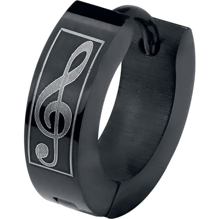 etNox Music Note Unisex Oorbel - zwart - Standard