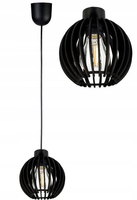 Zwarte Houten Hanglamp E27 - Loftstijl - 110cm