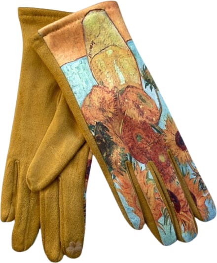 Zachte handschoen dames - Zonnebloemen - Van Gogh - Licht blauw - One size