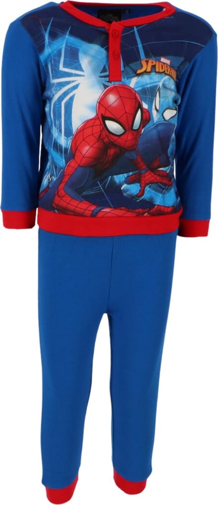 Spiderman pyjama - pyjamaset - blauw - rood - katoen - maat 128 - 8 jaar - in geschenkendoos.