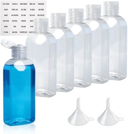 Solidchoice - Reisflessen Set van 6, 100 ml met Etiketten en Trechter