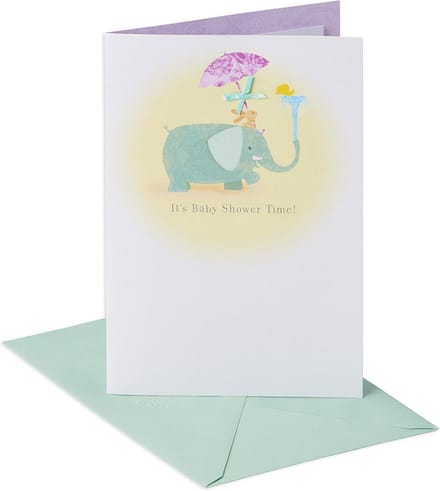 Lieve Wenskaart Babyshower Olifant Blauw Met Lint