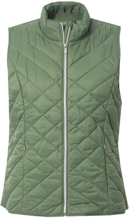Ulla Popken - Dames - HYPRAR functionele doorgestikte bodywarmer waterafstotend - Lichtkaki - Maat 42+