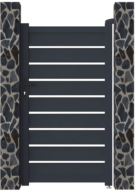 Vente-unique Draaihekje in opengewerkt aluminium L 103 x H 180 cm antraciet - PRIMO
