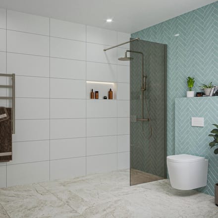 FugaFlow Eccelente Vetro inloopdouche badkamer - 70x200cm - rookglas - wandarm - gunmetal