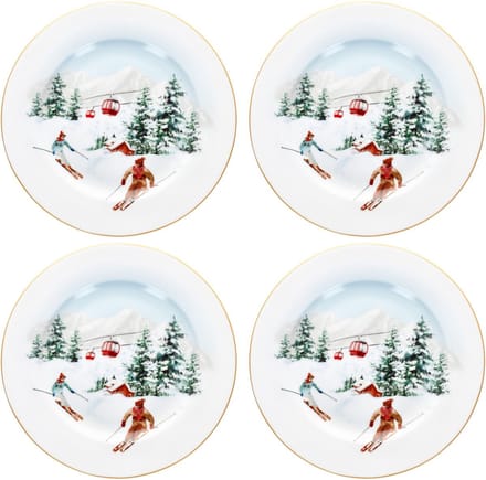 Set van 4 CHALET-cakeborden + GIFT-verpakking - R0924#CHAL