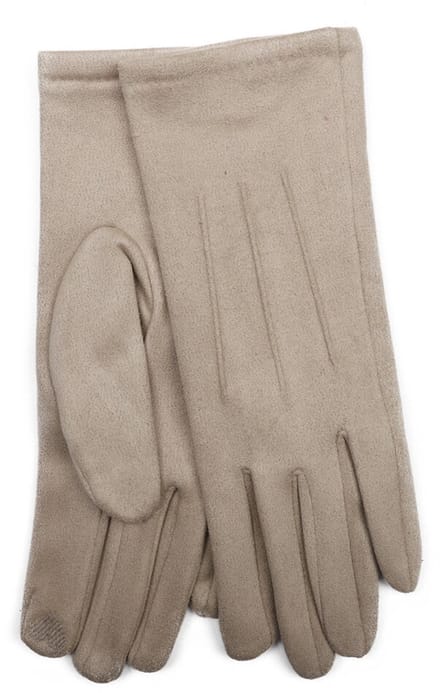 Stevige faux suede dames handschoenen Tabea-touchscreenfunctie-effen beige