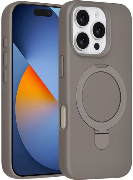 TUNIQ telefoonhoesje voor Apple iPhone 16 Pro - MagSafe met ringstand - Titaniumgrijs