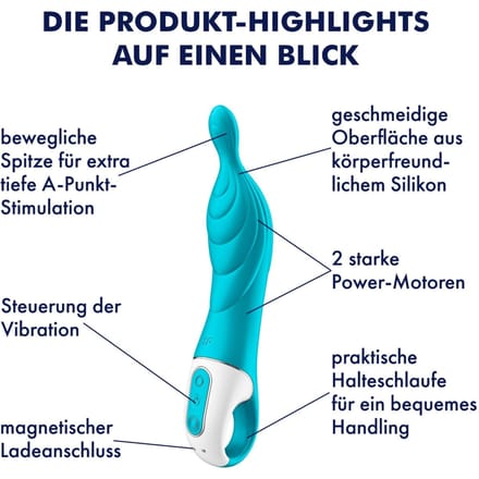 Satisfyer, A-punt vibrator, 'A-Mazing 2, 22 cm', waterdicht, oplaadbaar, flexibele punt