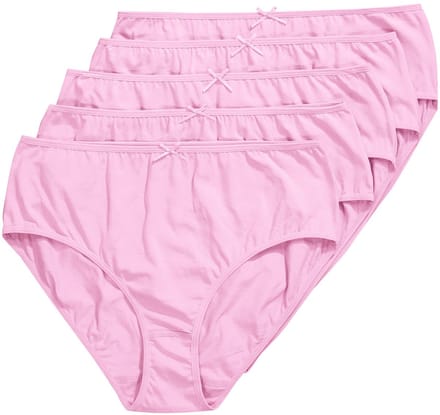 Ulla Popken - Dames - Midislips set van 5 effen - Oudroze - Maat 46+