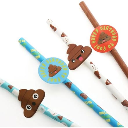 EGW Party Paper Straws 20-Pack-Poo Emoji (Diversen) Nieuw