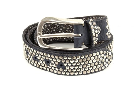 b.belt Leren riem Zoe Silver Stud Belt W80 Navy donkerblauw