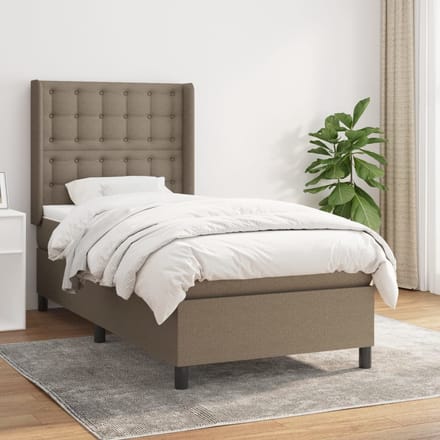 vidaXL - Boxspring - met - matras - stof - taupe - 80x200 - cm