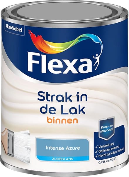 Flexa - Strak In De Lak Binnenlak Zijdeglans - Intense Azure - Mengverf - 750 Ml