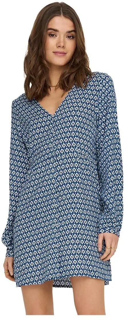 Only Nova Life Lang Mouw Jurk Blauw XS Vrouw