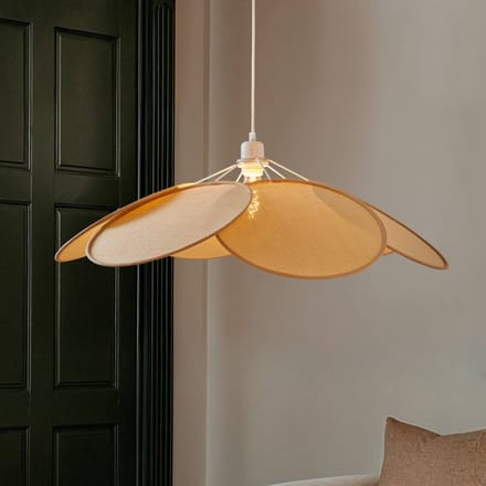 Lindby - hanglamp - 1licht - Rotan - E27 - crème, licht hout