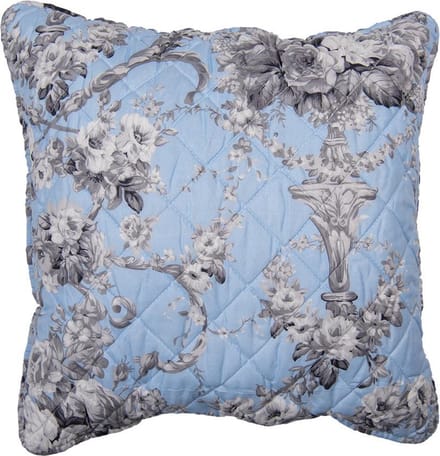 Clayre & Eef Kussenhoes 50x50 cm Blauw Polyester Bloemen