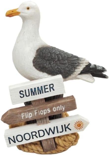 Meeuw op paal NOORDWIJK - 10cm staand beeldje
