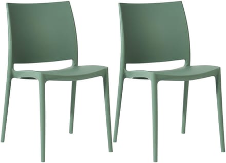 CLP Meton Set van 2 Tuinstoelen - Stapelbaar - Onderhoudsvriendelijk - Weerbestendig - olijf