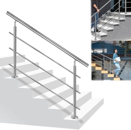 Trapleuning Roestvrij Staal - Steunleuning Balustrade - Veilig Traplopen - Verstelbare Hoek - 180 cm - Zilver