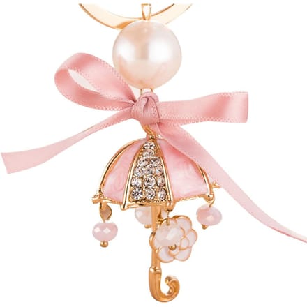Modieuze Strik Paraplu Sleutelhanger Legering Sleutelhanger met Strass Decoratie (Roze)