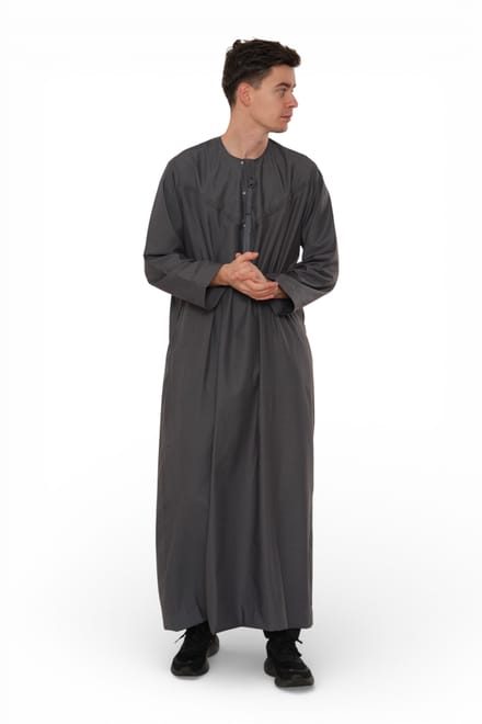 Heren Eid Grijze Marokkaanse Jubba Robe Djellaba Ramadan Eid Thobe - HM11