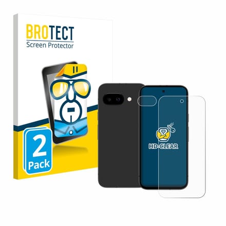 BROTECT - Screenprotector voor Google Pixel 9a (Voor+Camera) - Folie Beschermfolie transparant 2 Stuks