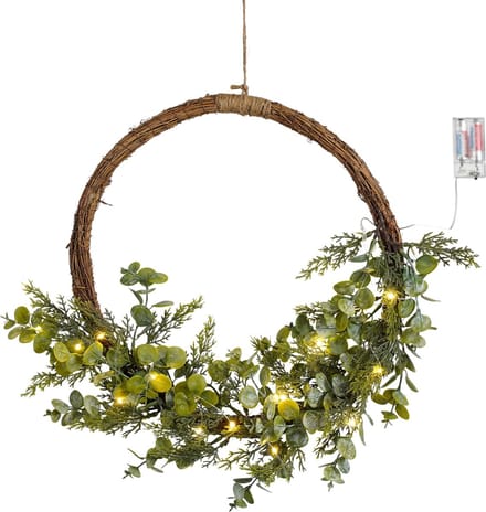 Wreath led green 15L TIPS 49 battery operated - h7xd45cm