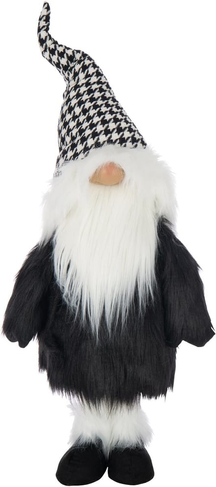J-Line figuur Kerstman Pied-De-Poule - polyresin - wit/zwart