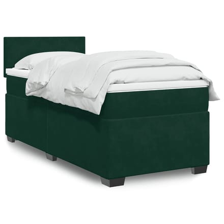 vidaXL - Boxspring - met - matras - fluweel - donkergroen - 80x200 - cm